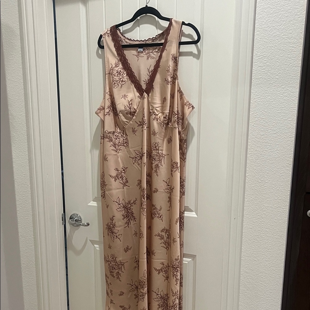 Old Navy Lace Trim Floral Dress - Brown and Cream